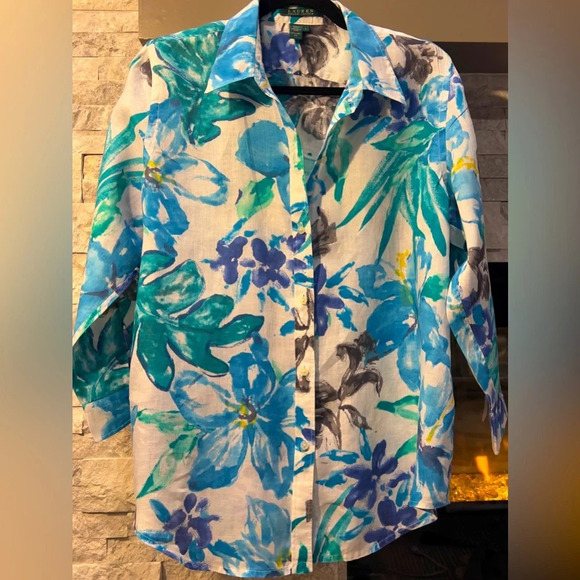 Lauren Ralph Lauren Tops - Lauren Ralph Lauren 100% Linen floral shirt Large